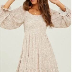 Altar’d state Nicole Smocked Tier Long Sleeve Dress (XL)